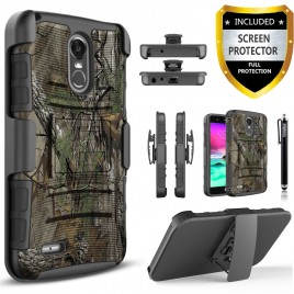 LG Stylo 3 Case, LG Stylo 3 Plus Case, [Combo Holster] And Built-In Kickstand Bundled with [Premium Screen Protector] Hybird Shockproof And Circlemalls Stylus Pen (Camo)